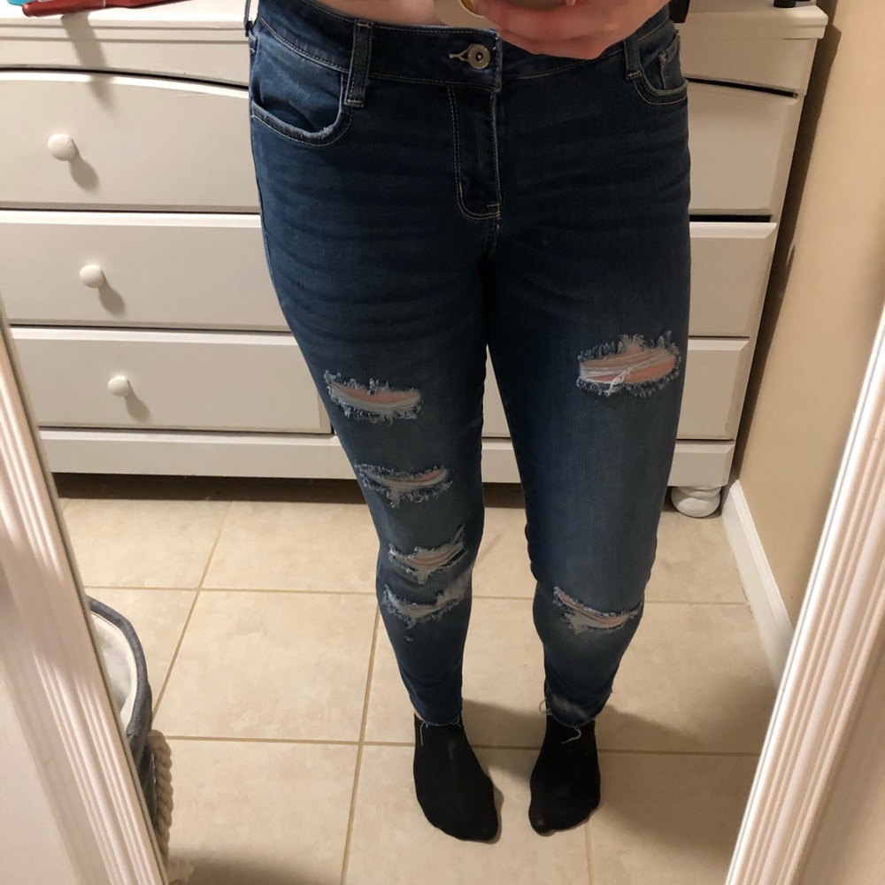 Skinny ripped blue jeans sz.9